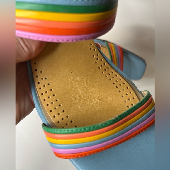 Ann Taylor Machelle Rainbow Leather Block Heel Sandals - Picture 12 of 14